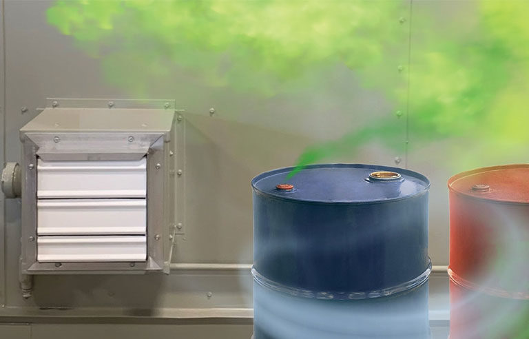 Fumes coming out of chemical drums