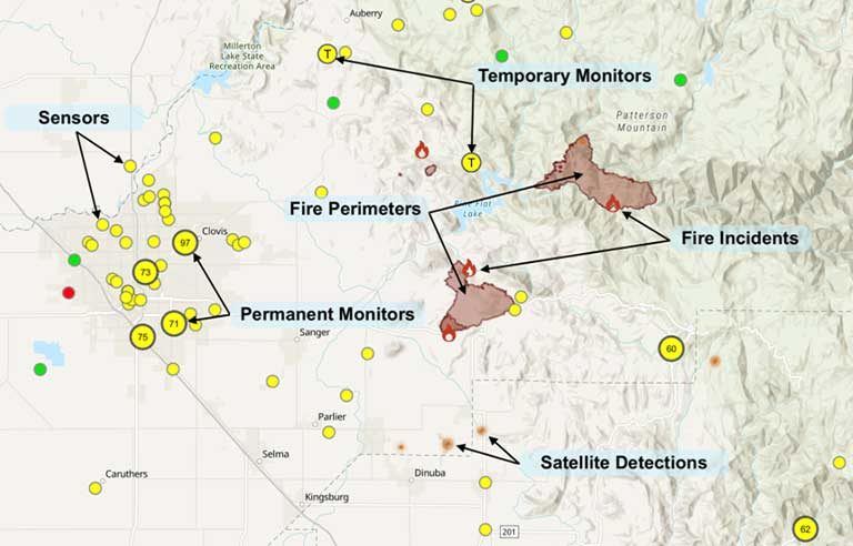 screenshot of AirNow Fire and Smoke Map mobile app