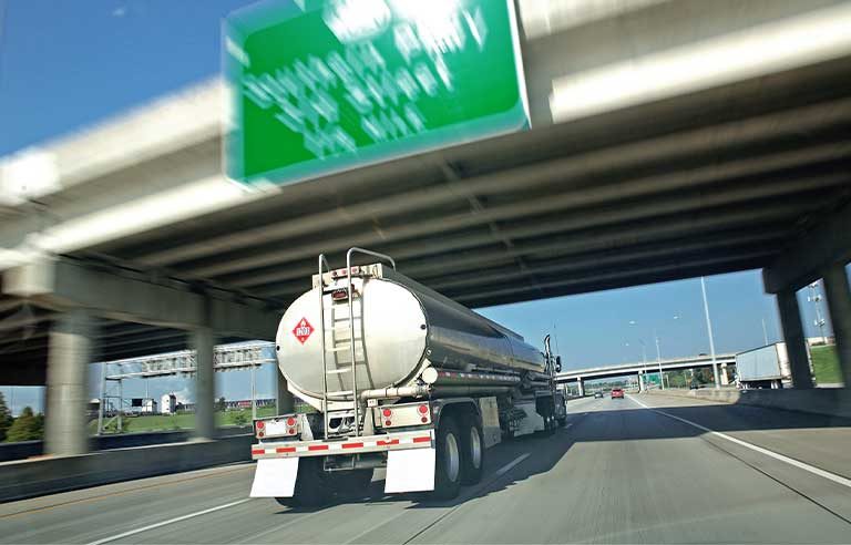 fuel tanker truck on the highway