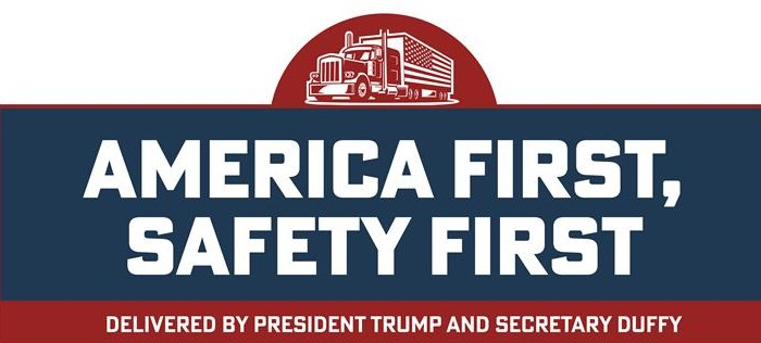 America First, Safety First Delivered by President Trump and Secretary Duffy banner