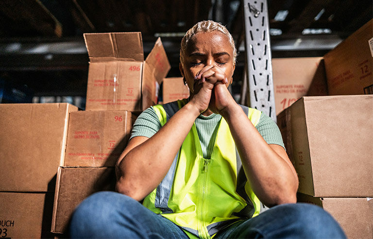 Warehouse worker with depression