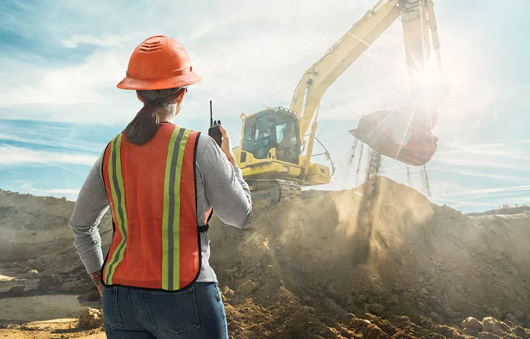 Worker wearing a construction vest
