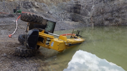 A telehandler overturned