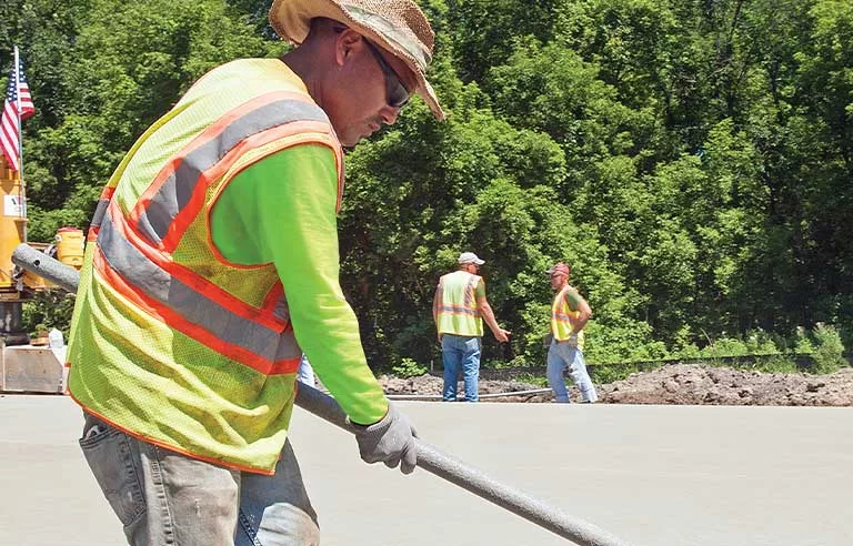 A worker working in the heat
