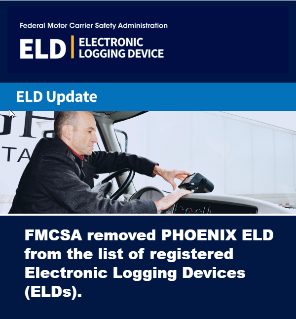FMCSA Removes PHOENIX ELD from List of Registered Devices