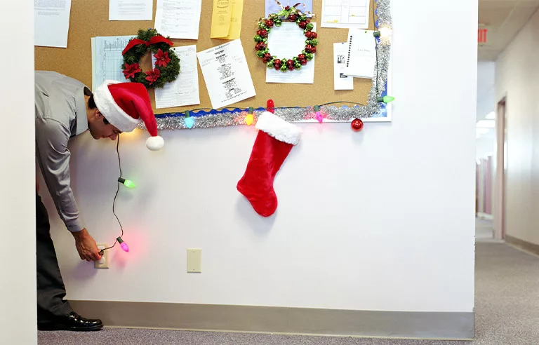 Holidays decorations in the office