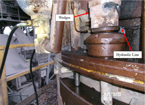 a pressurized hydraulic line