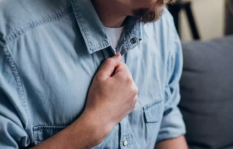 a man with chest pain