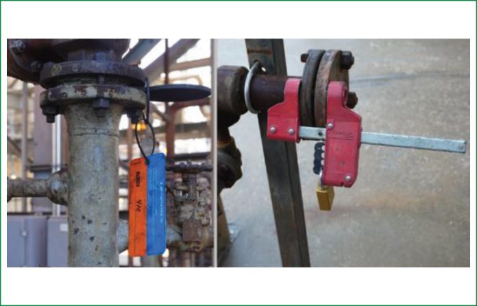 Blind tag (left) and flange-locking device (right)