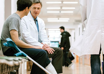 A worker injured in the hospital