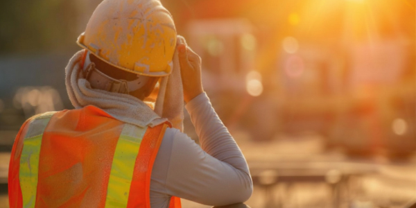 Construction worker working in the heat