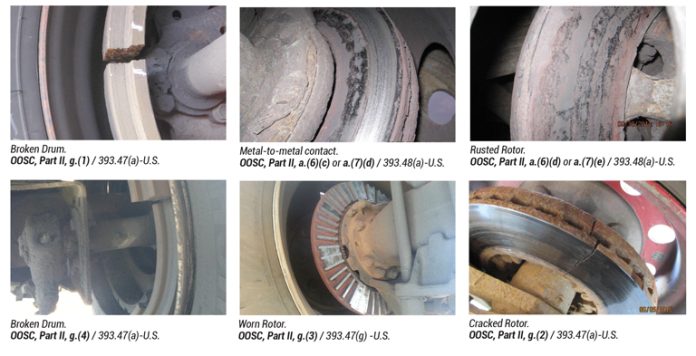 Images of damaged brake systems