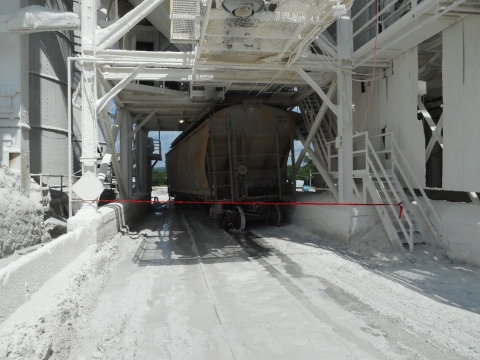 Derailed railcar